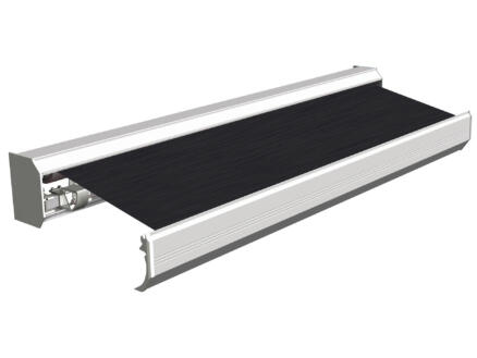 Domasol elektrische zonneluifel F30 400x300 cm + afstandsbediening donkerbruin met crèmewit frame