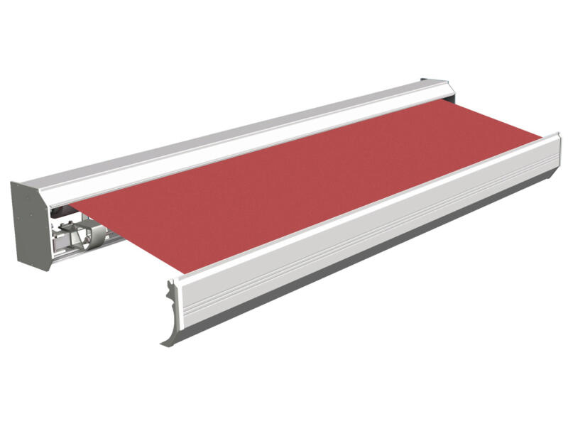 Domasol elektrische zonneluifel F30 500x300 cm rood met crèmewit frame