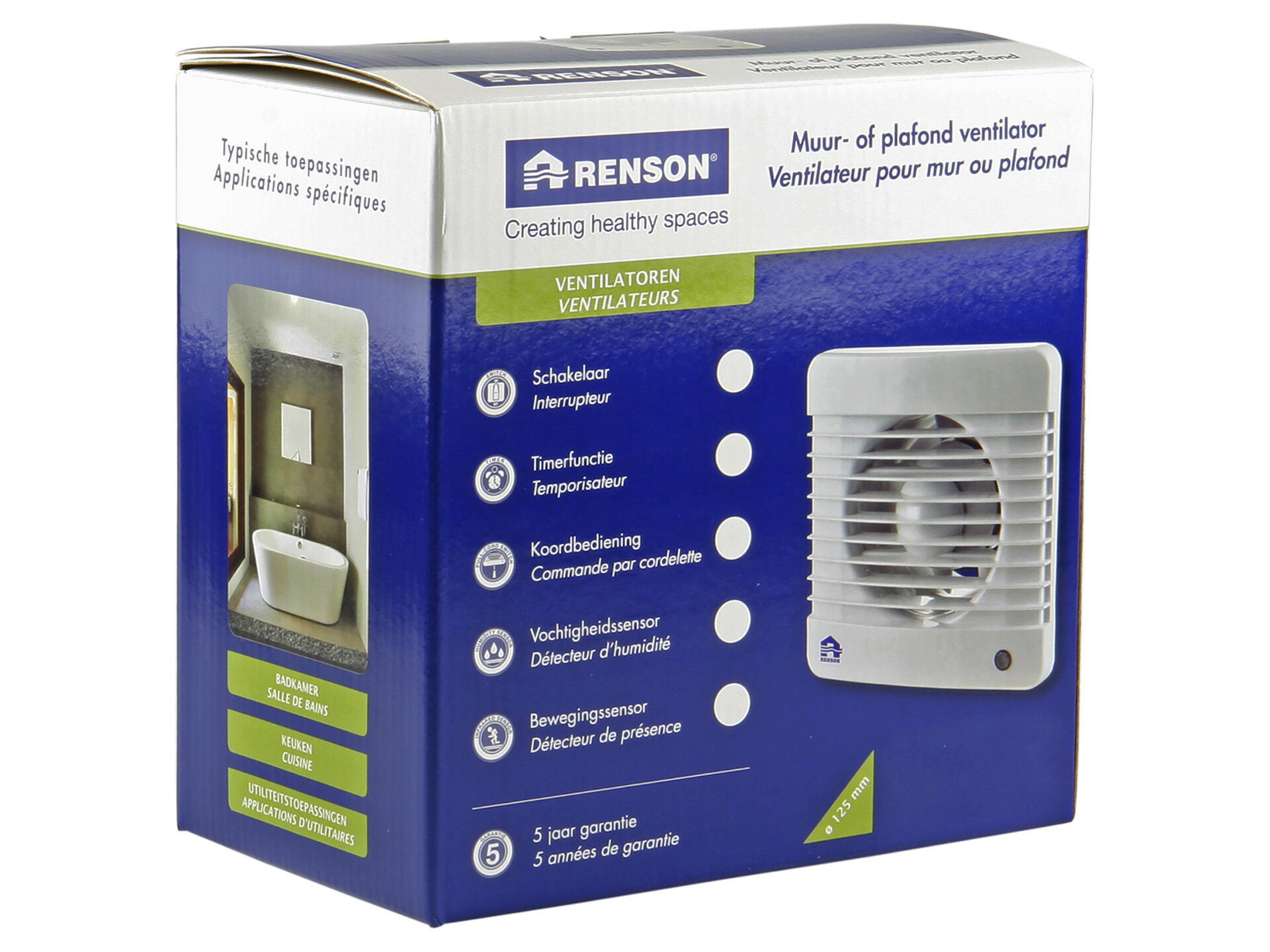 Extracteur Salle De Bain Avec Détecteur Humidité Renson extracteur d'air mécanique type 7103 150mm blanc | Hubo