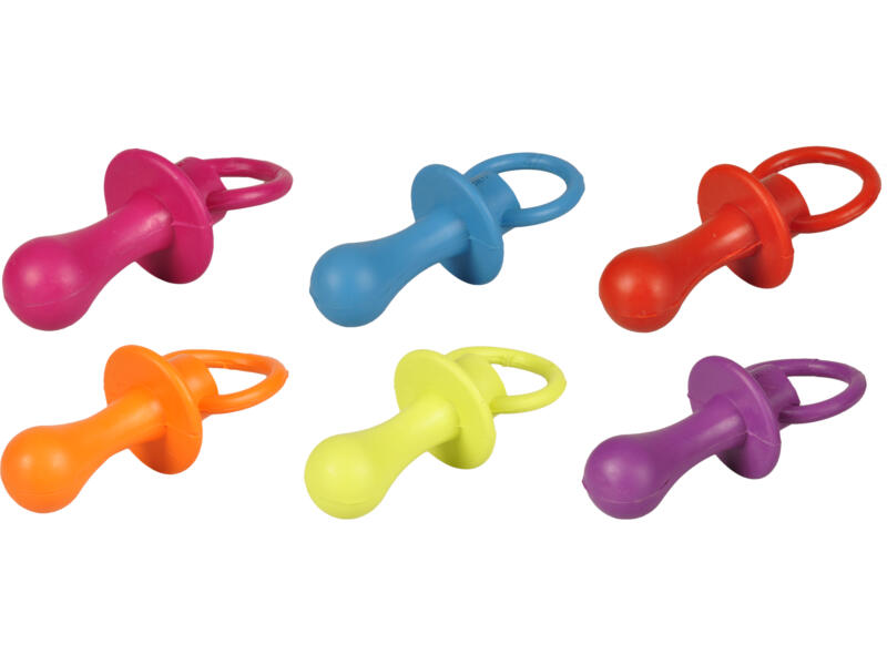 Flamingo hondenspeeltje fopspeen met geluid 12cm rubber beschikbaar in 6 kleuren