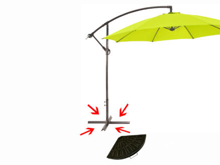 Garden Plus inlegtegel voor parasol met kruisvoet 13,5kg antraciet 2 stuks Hubo