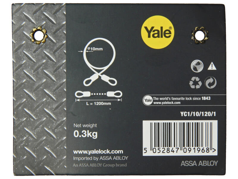 Yale kabel 120cm voor hangslot