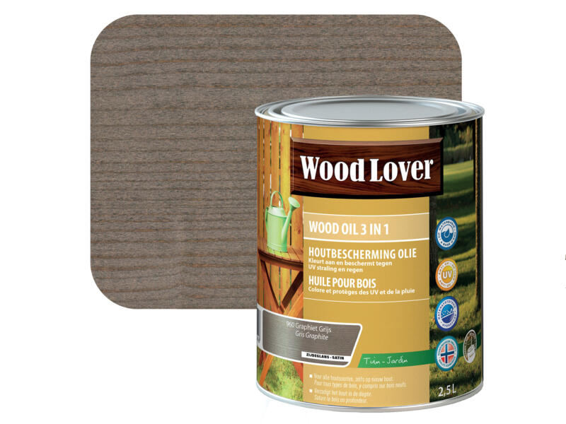Wood Lover olie hout 2,5l graphiet grijs #960