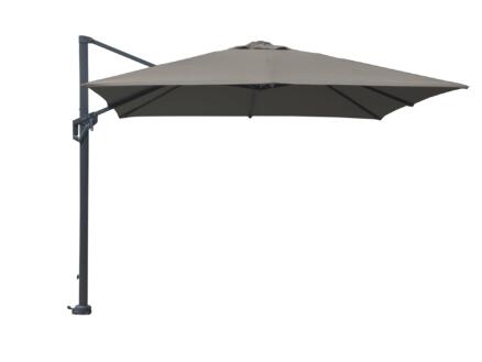 Garden Plus parasol déporté de luxe 3x3 m avec manivelle taupe