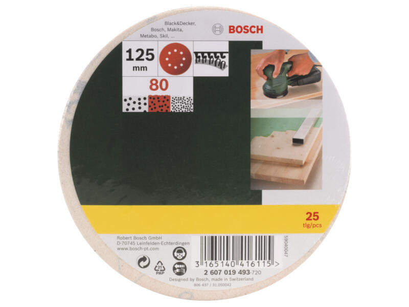 Bosch schuurschijf K80 125mm 25 stuks