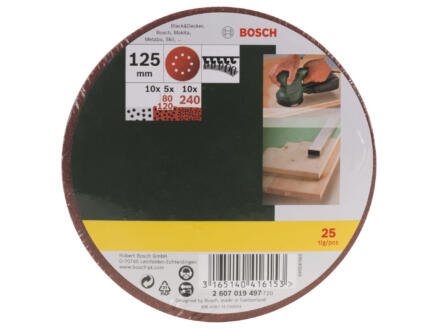 Bosch schuurschijf K80/K120/K240 125mm 25 stuks