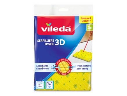 Vileda serpillière 3D 60x50 cm jaune 2 pièces