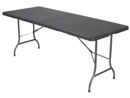 Toolland table pliante aspect résine tressée 180x75 cm gris/noir 1