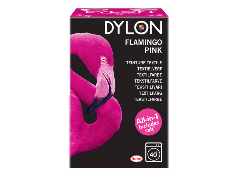 Dylon teinture textile tout-en-un 350g lavage en machine flamingo pink