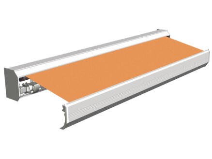Domasol tente solaire électrique F30 550x300 cm + télécommande orange et armature blanc crème 1