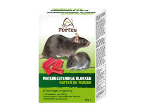 Fortus waterbestendige blokken tegen ratten en muizen 12x25 g